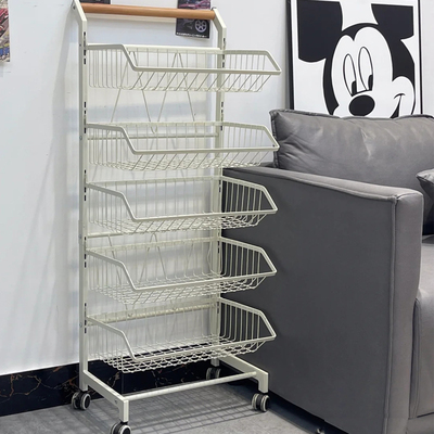 可移动菜篮子置物架落地多层厨房小推车水果蔬菜筐零食储物收纳架