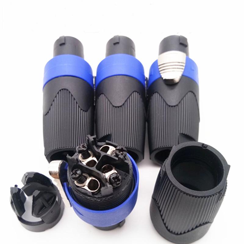 四芯插头专业音箱环形航空欧姆头卡侬头免焊接舞台功放接头