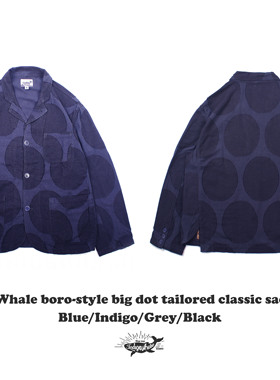 IndigoWhale蓝染圆形boro风格贴布休闲垂坠西装外套