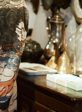 IndigoWhale纯棉定织竹节纹水浒浮世绘印花aloha shirt短袖衬衫