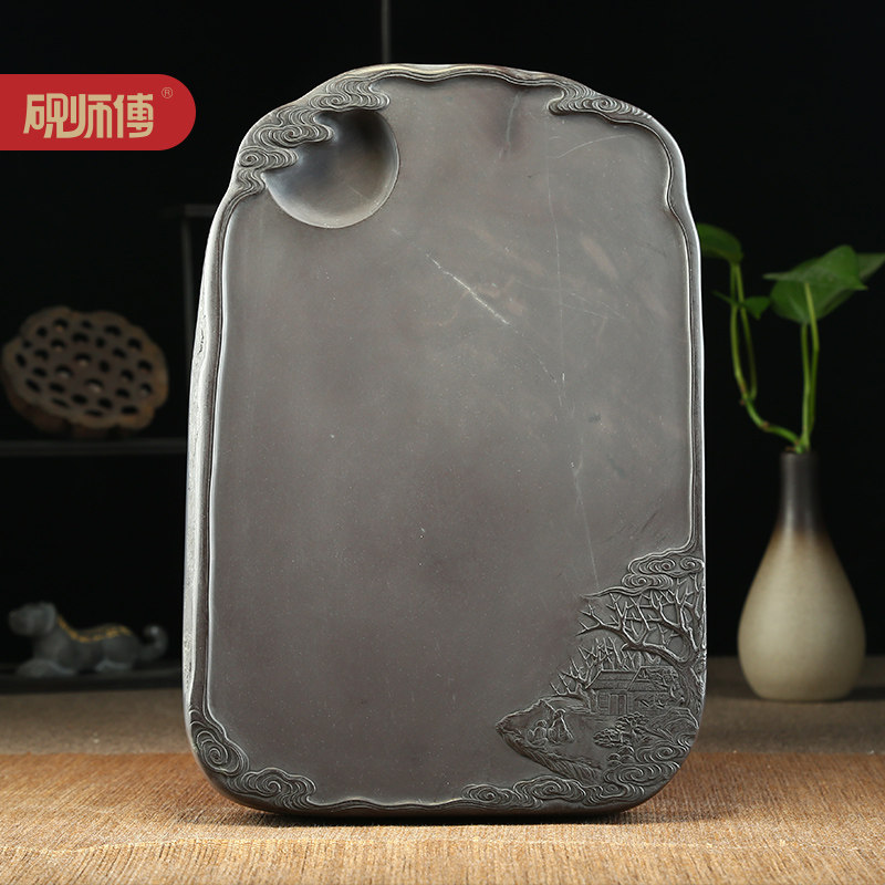 砚师傅 手工砚台端砚原石天然作品坐看云涌起砚 端砚坑仔岩 蕉叶白 天