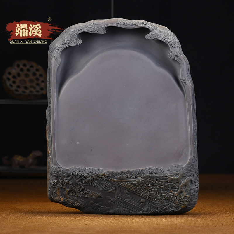 端溪砚台程振良大师2017年作品坑仔岩雅集砚手工雕刻文房四宝端砚