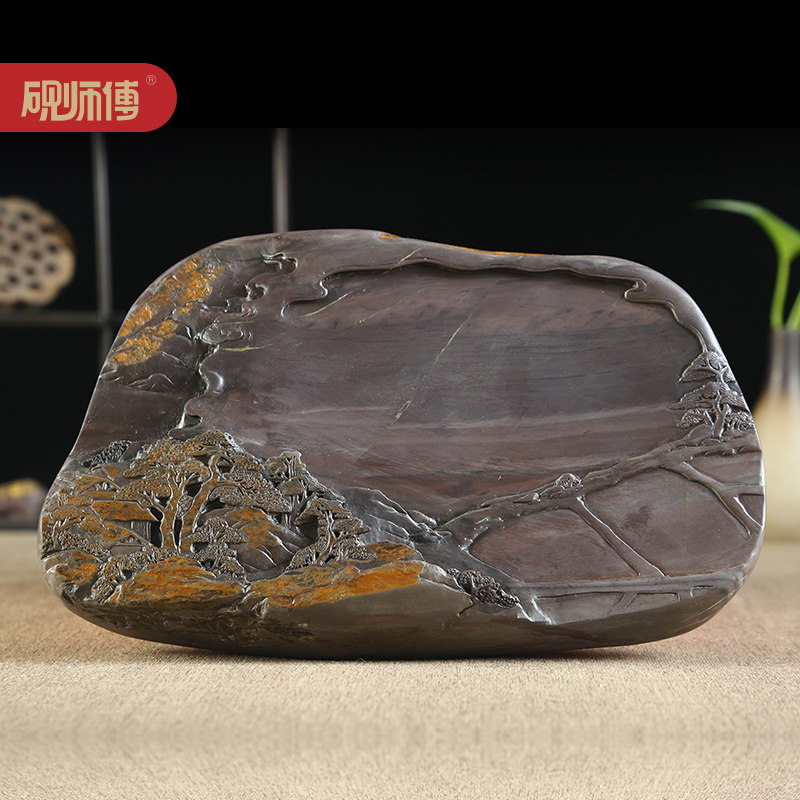 砚师傅 肇庆端砚砚台非遗大师杨焯忠作品《田园风光》有冻岩带天青