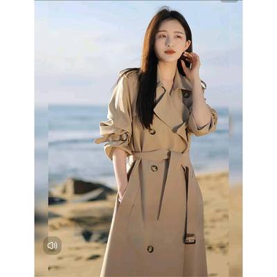 风衣外套女中长款2025春新款高级感翻领时尚宽松卡其色英伦风大衣