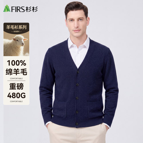 【480g绵羊毛】杉杉羊毛衫外套男