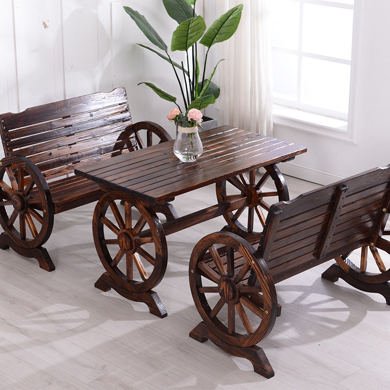碳化防腐桌椅户外公园酒吧饭店面馆咖啡快餐店实木餐桌椅组合,住宅家具,桌椅套件,淘宝优惠券,粉丝福利购,淘宝优惠卷