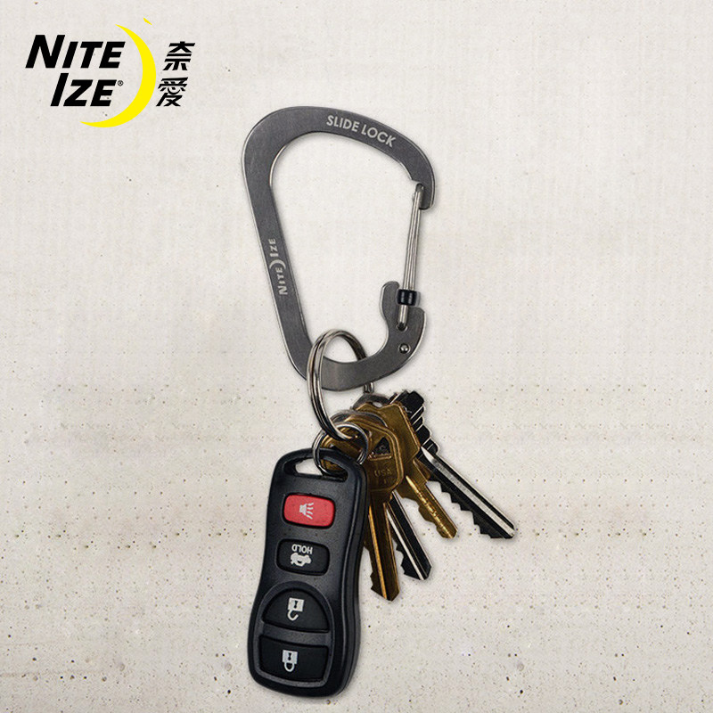 NiteIze 奈爱斯莱德带锁C D型户外不锈钢钥匙扣登山扣快挂调节扣