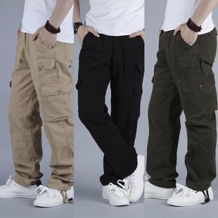 秋季多口袋工装裤男士直筒长裤子户外运动休闲裤秋款军装宽松男装