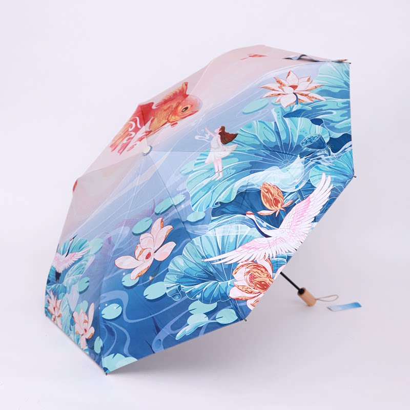 创意小黑伞天堂伞折叠黑胶防紫外线防晒伞超轻太阳伞晴雨两用防风