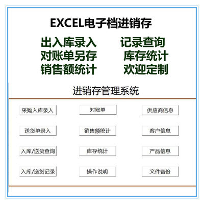 进销存excel进销存管理系统单机版出入库管理软件仓库工厂办公