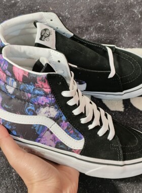 Vans Sk8-Hi 紫粉花卉高帮板鞋 VN0A4BV6T7R 男女休闲帆布鞋