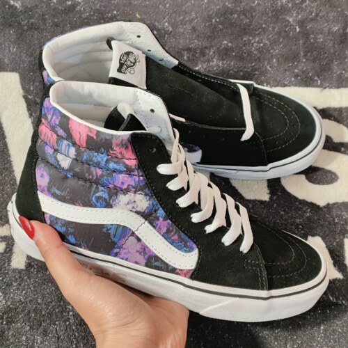Vans Sk8-Hi 紫粉花卉高帮板鞋 VN0A4BV6T7R 男女休闲帆布鞋
