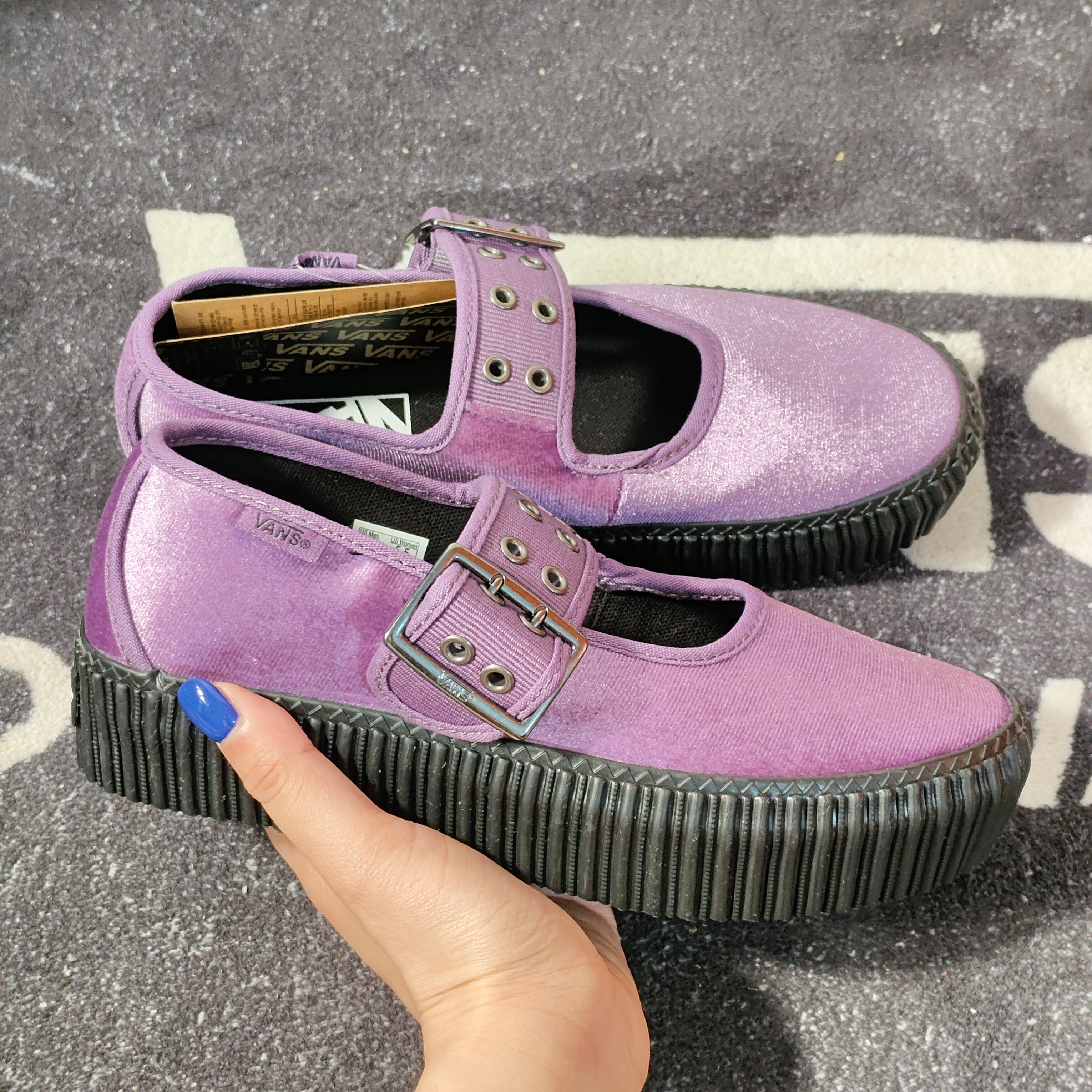 Vans Mary Jane 紫色丝绒厚底玛丽珍女鞋 VN000D07CIF