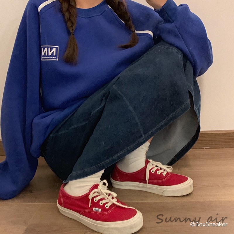 Sunny现货 VANS经典红色Authentic男女帆布鞋低帮板鞋VN000EE3RED