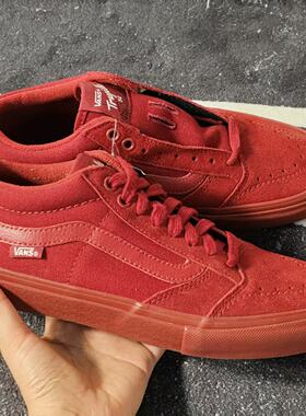 Vans TNT SG全红翻毛皮中帮滑板鞋复古男女休闲板鞋vn000zsnk1j
