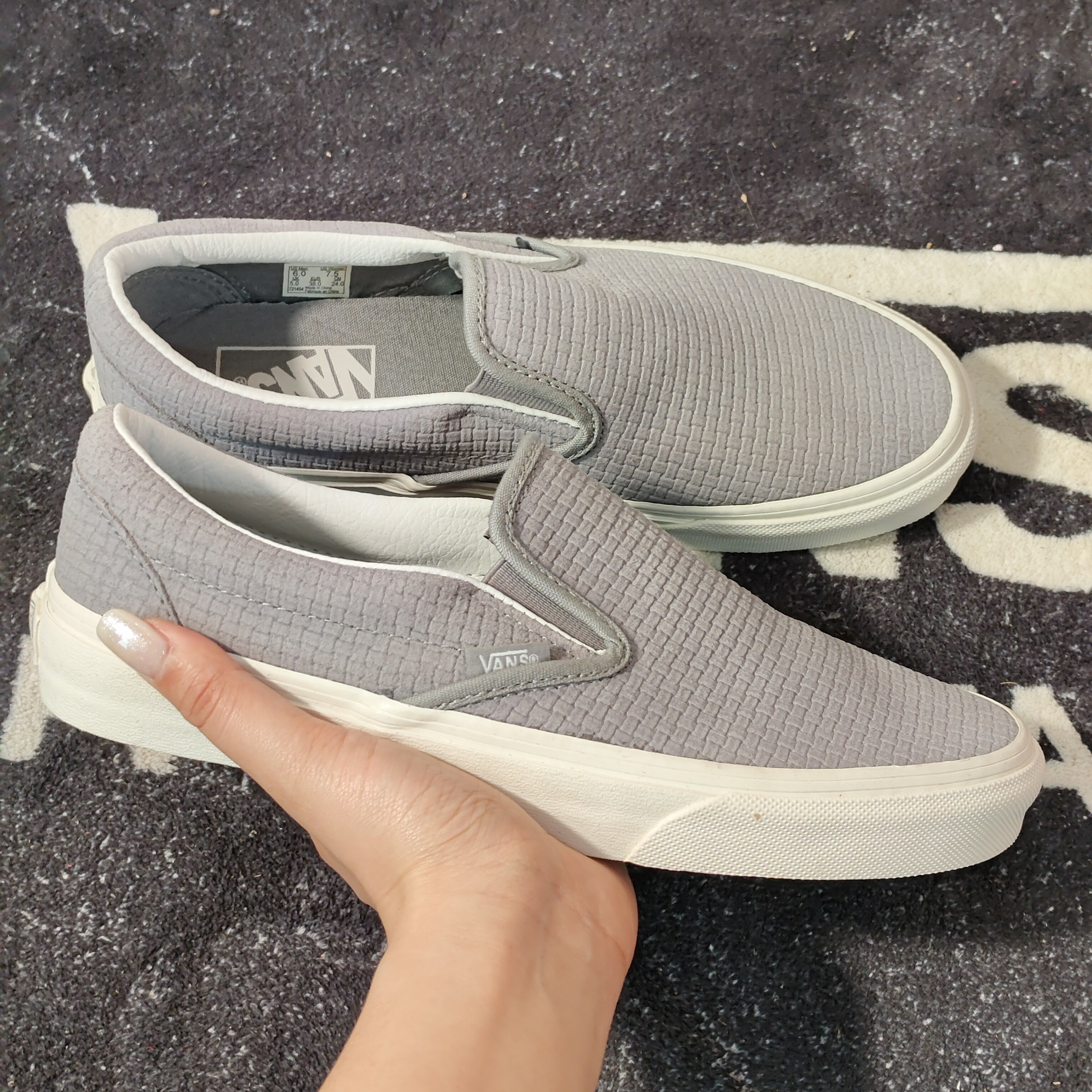 Vans Slip-On浅灰华夫格懒人一脚蹬休闲鞋 VN0003Z4IO0