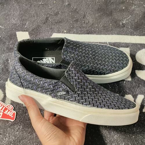 Vans Slip On闪银编织一脚蹬懒人鞋男女复古休闲板鞋VN0A38F7OEC