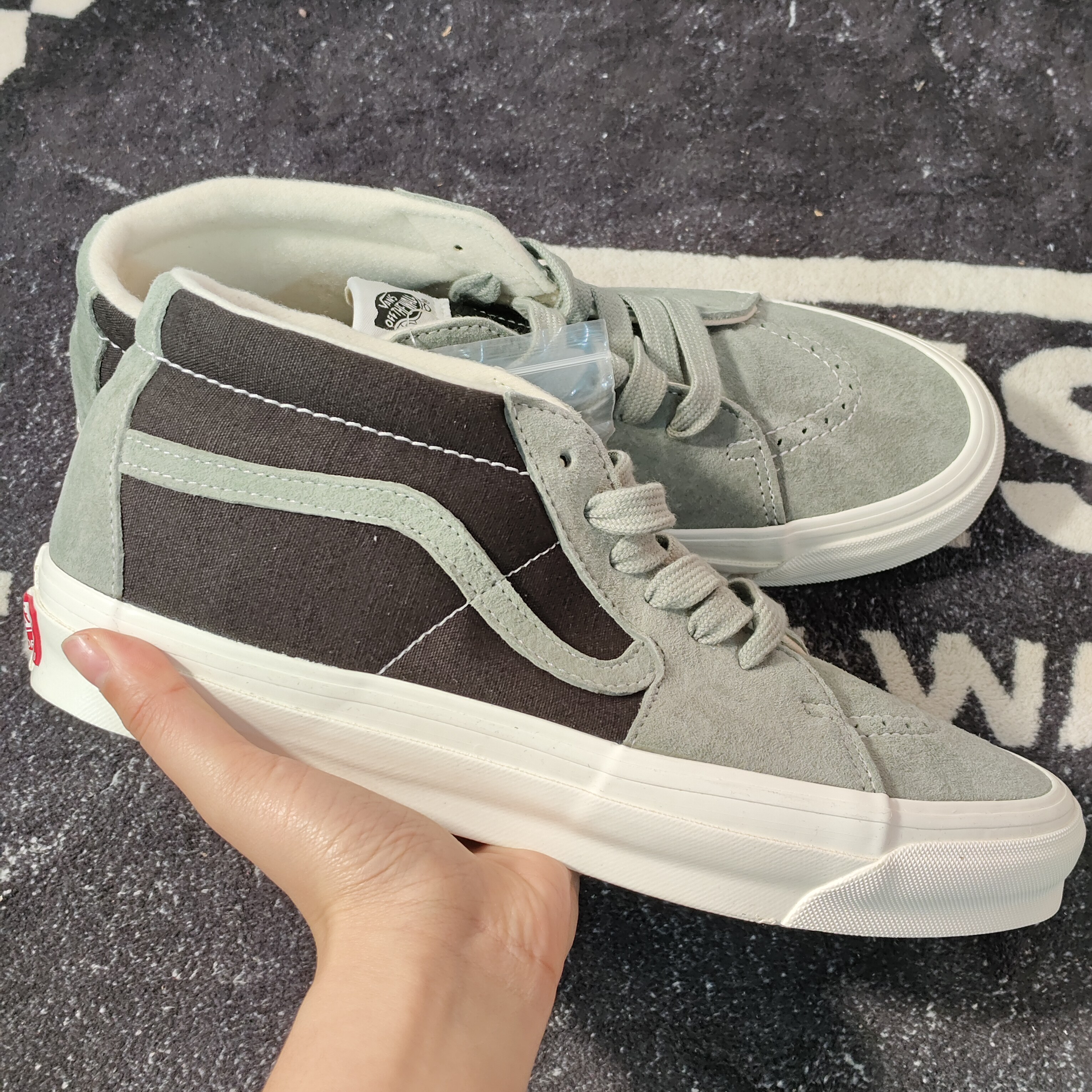 Vans范斯SK8-Mid抹茶绿棕拼色中帮休闲板鞋VN0A4BVCBY1