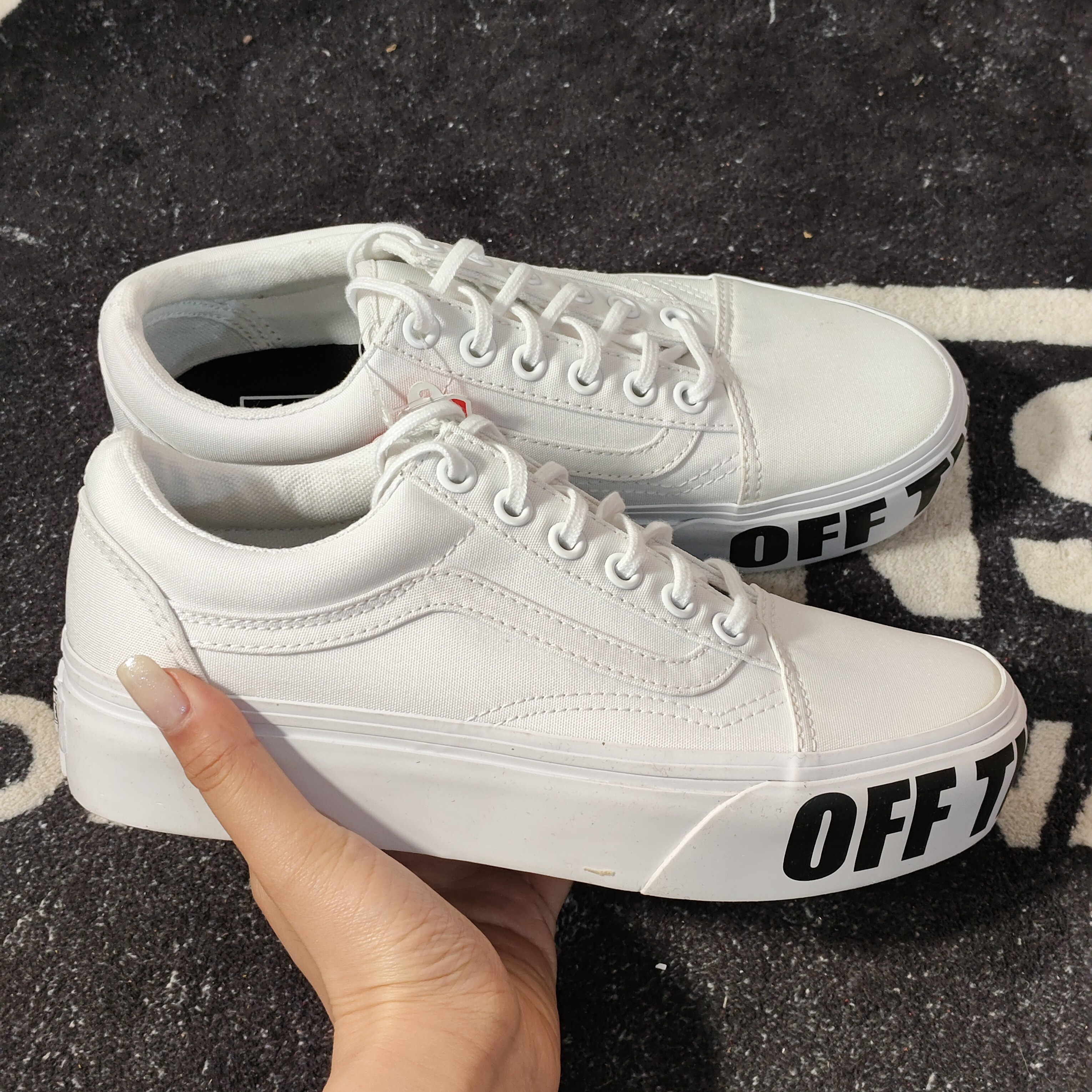 Vans Old Skool纯白厚底OFF THE WALL帆布休闲板鞋VN0A3B3UNZC