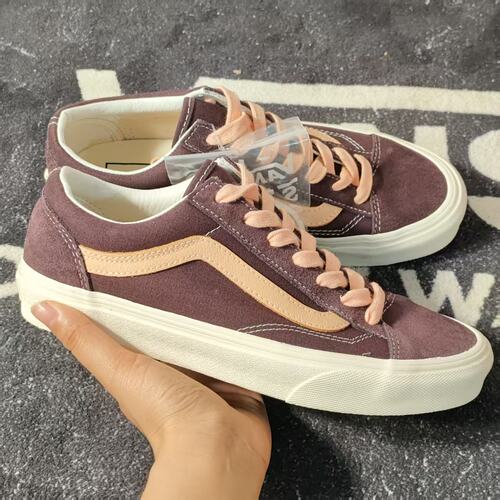 VansStyle36SF紫棕拼浅粉复古包头低帮帆布鞋女滑板鞋VN0A3DZ3Y0U