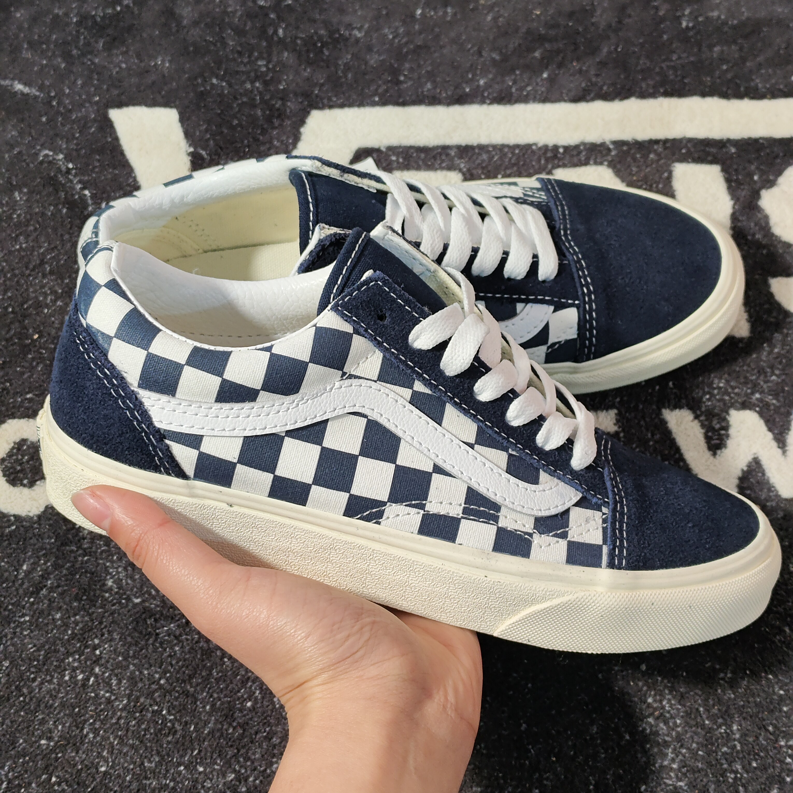 Vans Old Skool藏蓝棋盘格低帮休闲板鞋 VN0A5JMI4M0