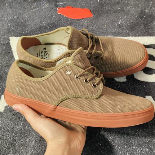 Vans Authentic卡其棕透气网面生胶底低帮帆布鞋板鞋VN000OX55JC
