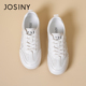 运动鞋 JOSINY春季 女鞋 白色系带平底百搭休闲小白鞋 新款 软底德训鞋
