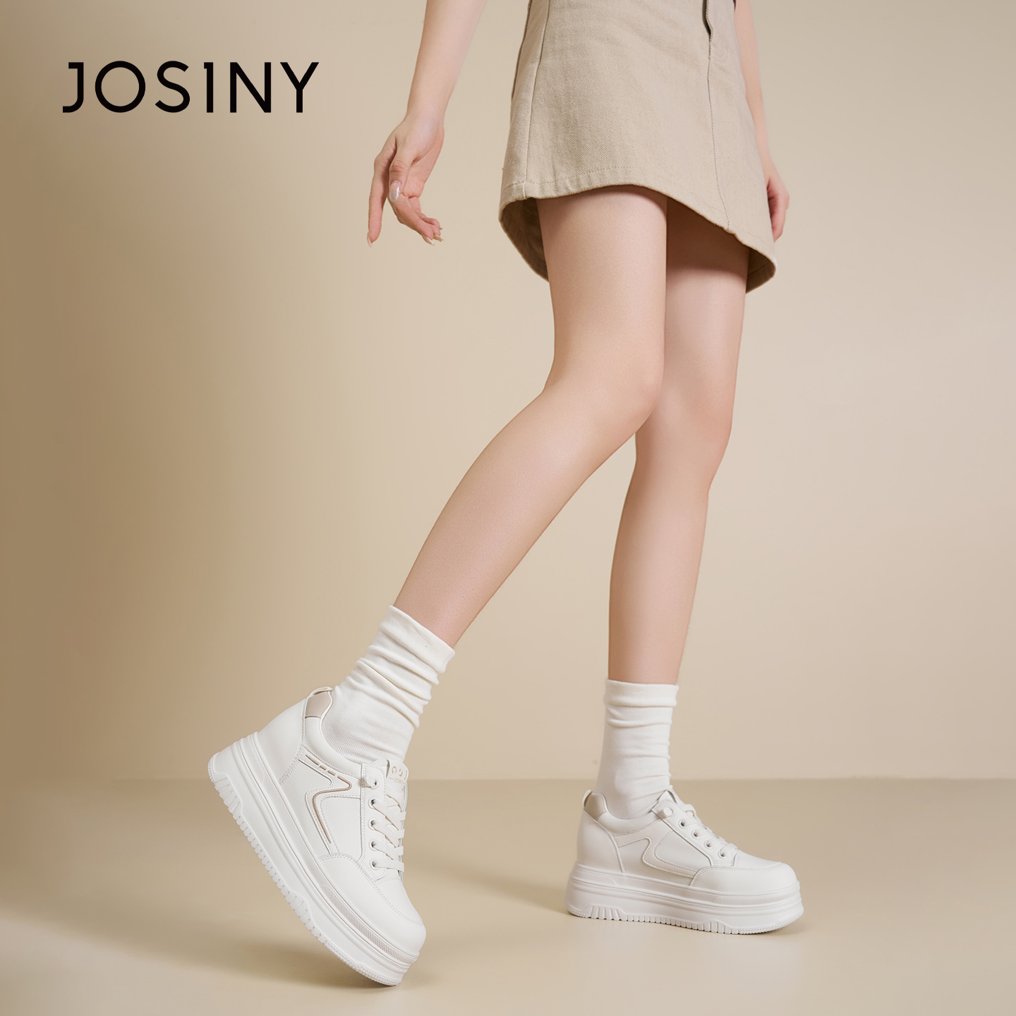 卓诗尼小白鞋学生板鞋厚底增高鞋