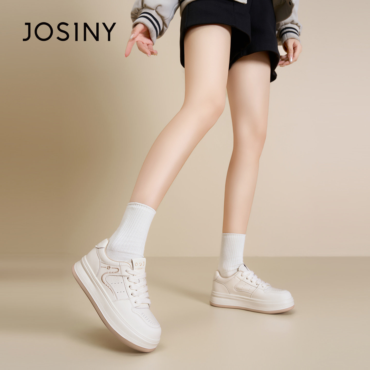 卓诗尼女鞋滑板鞋2026春季新款学生小白鞋百搭时尚板鞋气质平底鞋