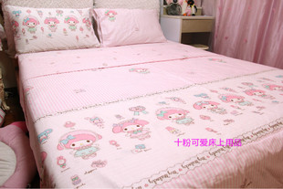 纯棉卡通床上用品 melody粉色条纹美乐蒂床单四件套可订做