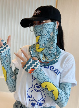 防晒面罩冰丝袖套夏天开车神器
