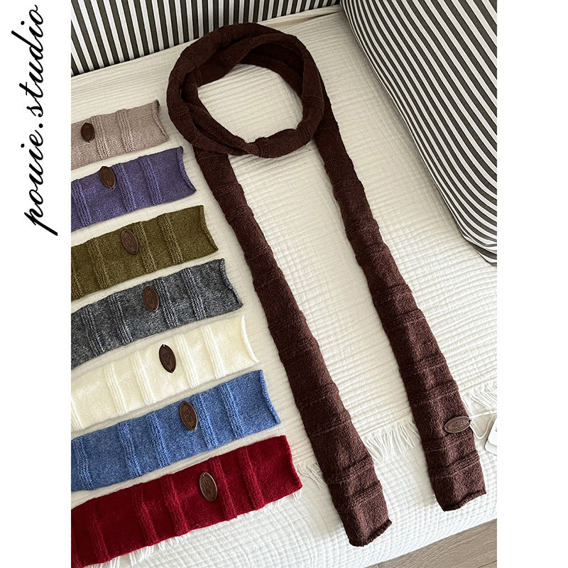 韩版千禧y2k细窄长条针织毛线围巾女小众设计感百搭保暖护颈围脖,服饰配件/皮带/帽子/围巾,围巾/丝巾/披肩,淘宝优惠券,粉丝福利购,淘宝优惠卷