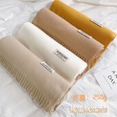 百搭驼色流苏保暖加厚围脖披肩 新款 纯色仿羊绒围巾女春秋冬季 韩版