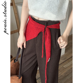 2025秋冬新款 复古纯色绑带三角巾披肩女时尚 百搭高级感叠穿屁帘