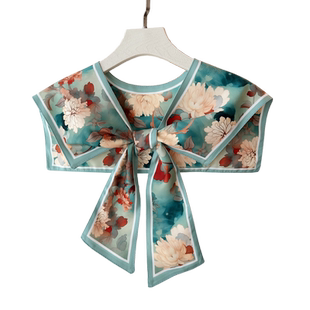 夏季薄款假领子小丝巾女中国风披肩外搭装饰围脖衬衫围巾防晒搭肩