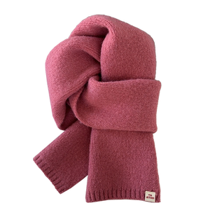 粉色草莓奶昔~秋冬含羊毛针织围巾韩版可爱少女百搭保暖毛线围脖