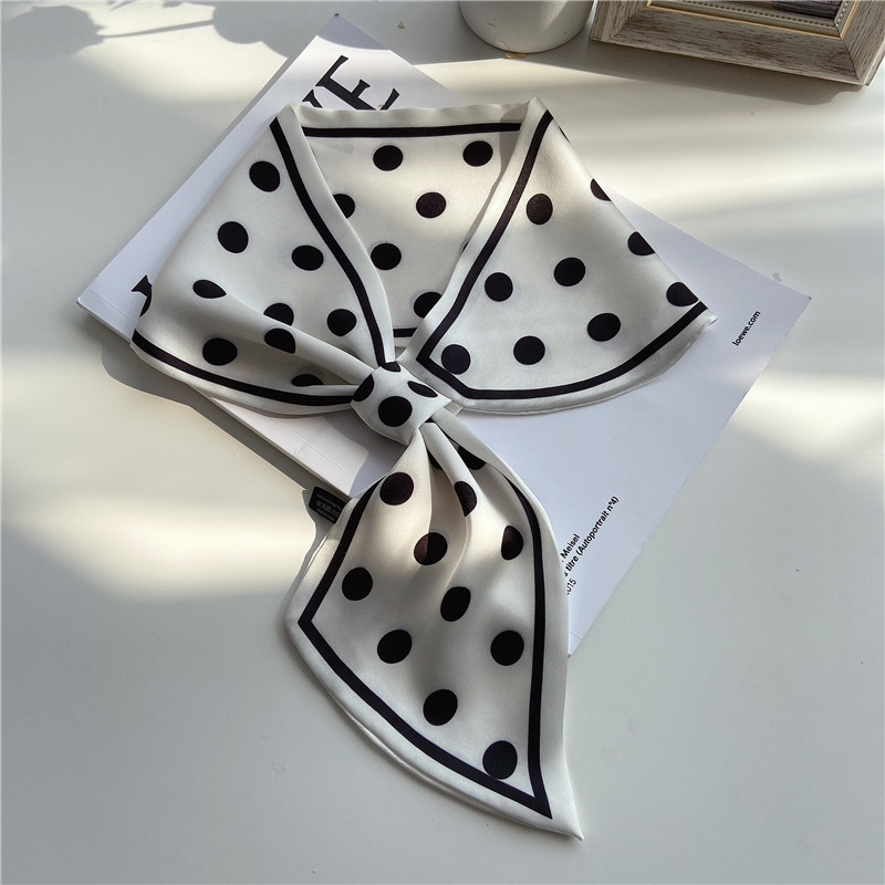 春夏新款复古波点时尚ins百搭小围巾女装饰丝巾职业领巾百变发带