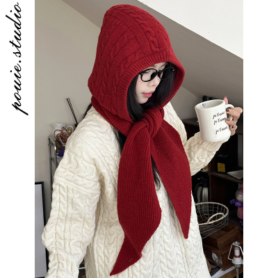 韩系ins新年红色巴拉克拉法帽子