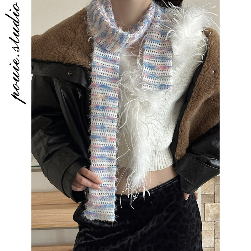 软糯高级感长条针织围巾混色围脖