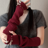 堆堆袖 2025秋冬新款 少女百搭护胳膊手臂套袖 套针织毛线半指手套潮