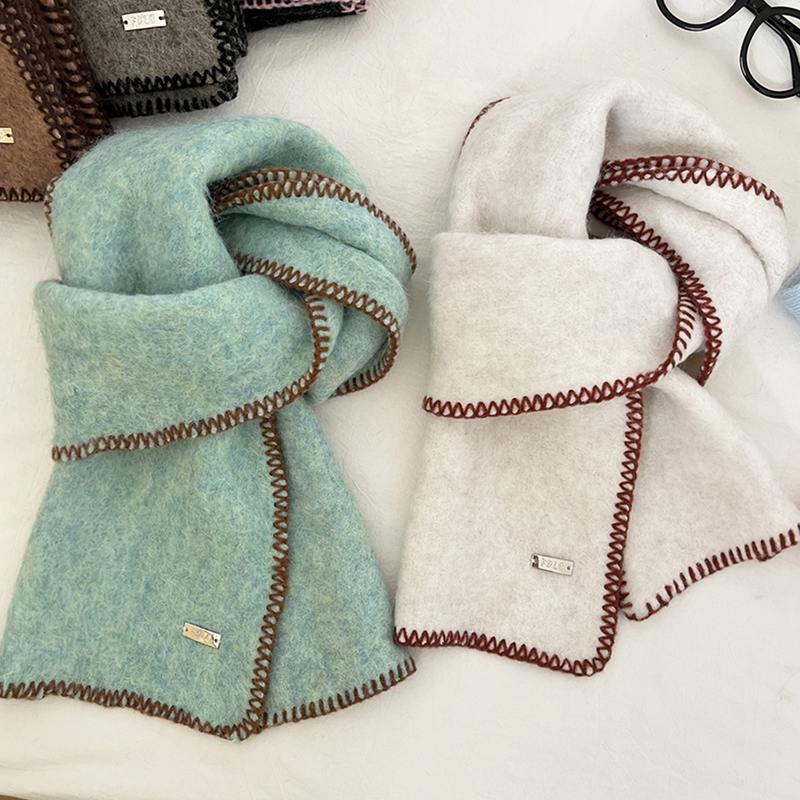 氛围感薄荷绿含羊绒马海毛围巾