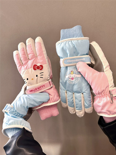 可爱少女滑雪手套保暖加厚女冬季