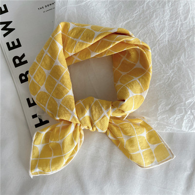 春夏季百搭简约黄色印花小围巾