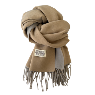 2025新款软糯纯色双面围巾女冬季仿羊绒披肩两用针织保暖围脖学生