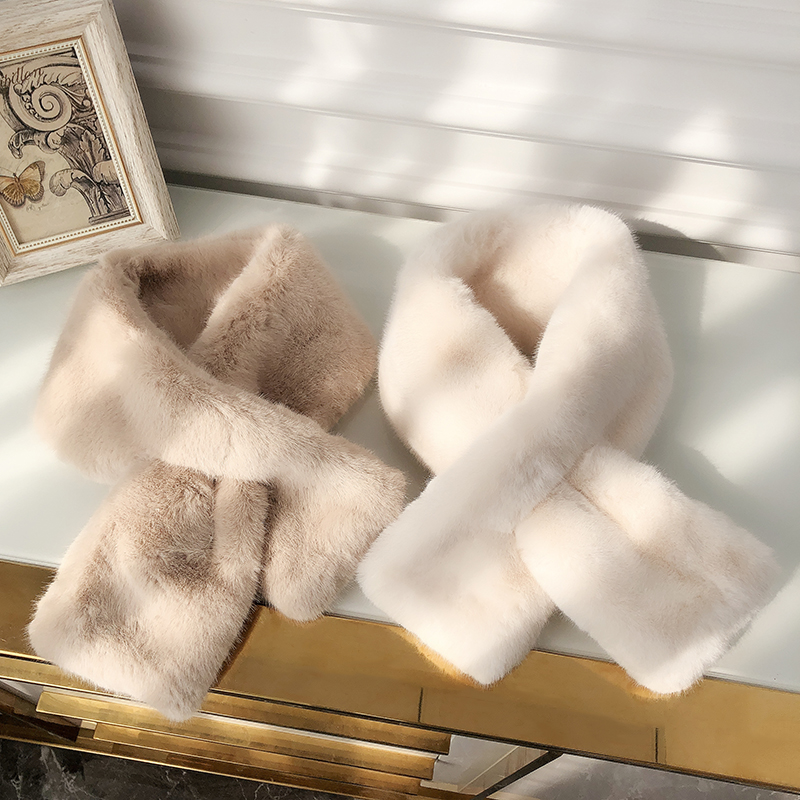 獭兔毛围脖女秋冬季仿皮草百搭