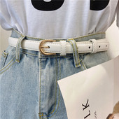复古ins风简约白色裤 皮带女士牛仔裤 饰细腰带夏季 百搭装 带女 时尚