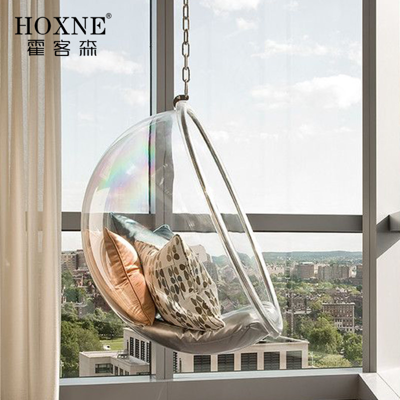 霍客森吊球泡泡椅太空舱亚克力半球圆球美式乡村旋转读书休闲吊椅