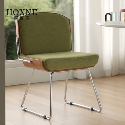 霍客森赛西椅中古家用极简靠背布艺软包餐椅子复古梳妆休闲