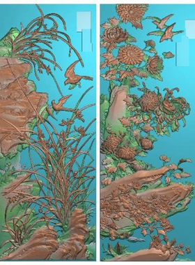 精雕图梅兰竹菊挂屏图 梅兰竹菊3958 东阳木雕工艺品挂件屏风