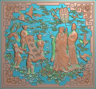 精雕图 天官赐福-11 人物东阳木雕工艺品挂屏手工雕刻扫描精雕图